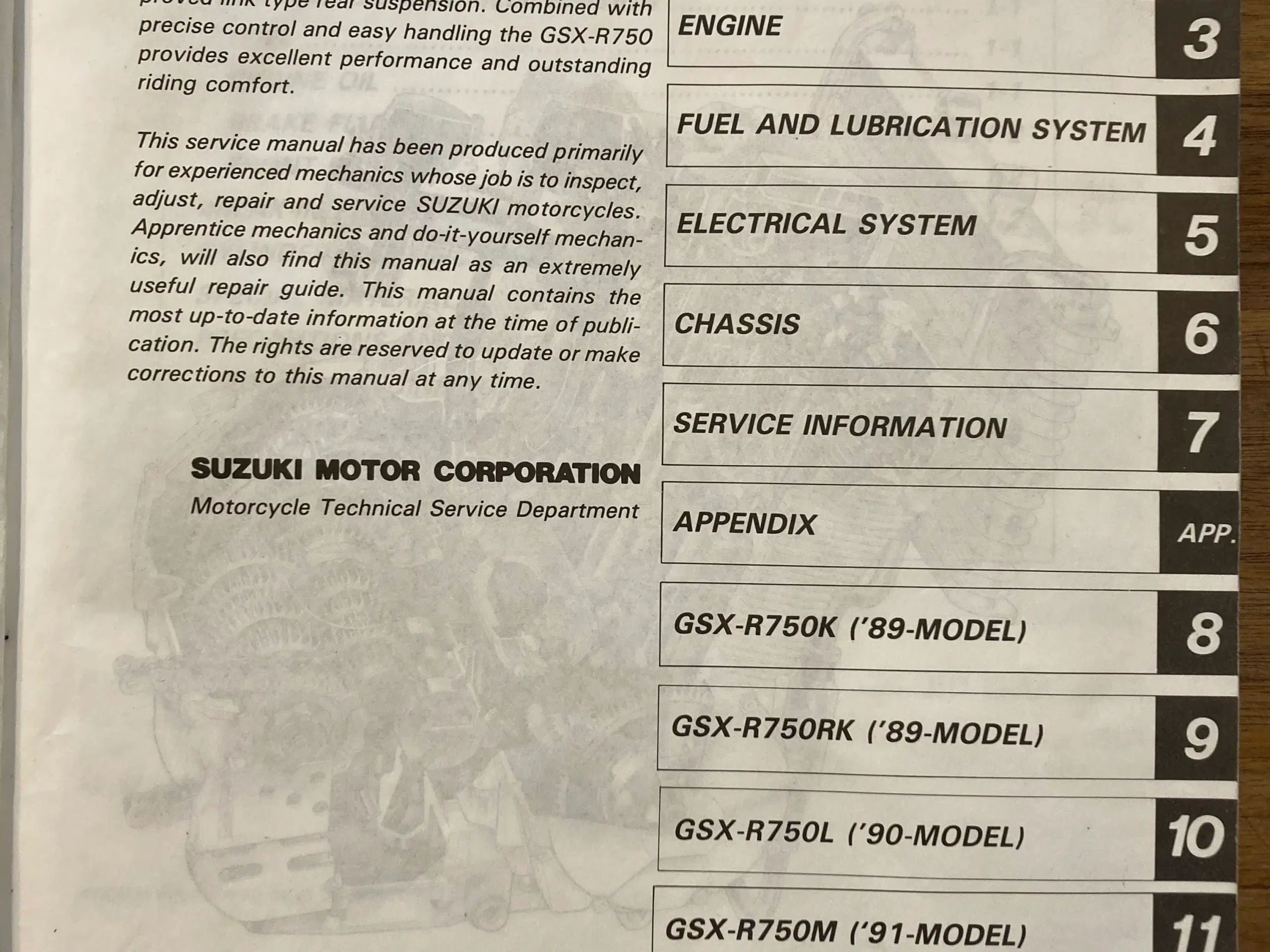 SERVICE MANUAL SUZUKI GSXR 750