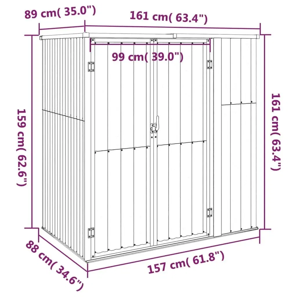 Redskabsskur til haven 161x89x161 cm galvaniseret stål antracit