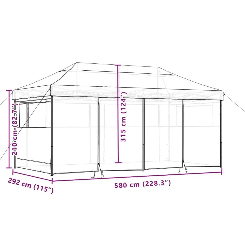 Foldbart pop up-festtelt med 4 sidevægge gråbrun