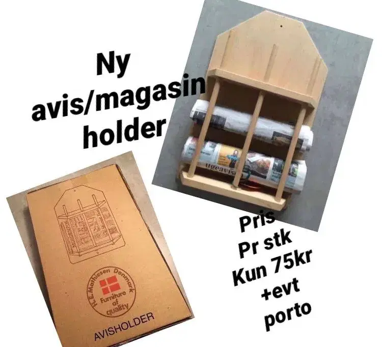 Nye flotte avis/magasin holder i træ