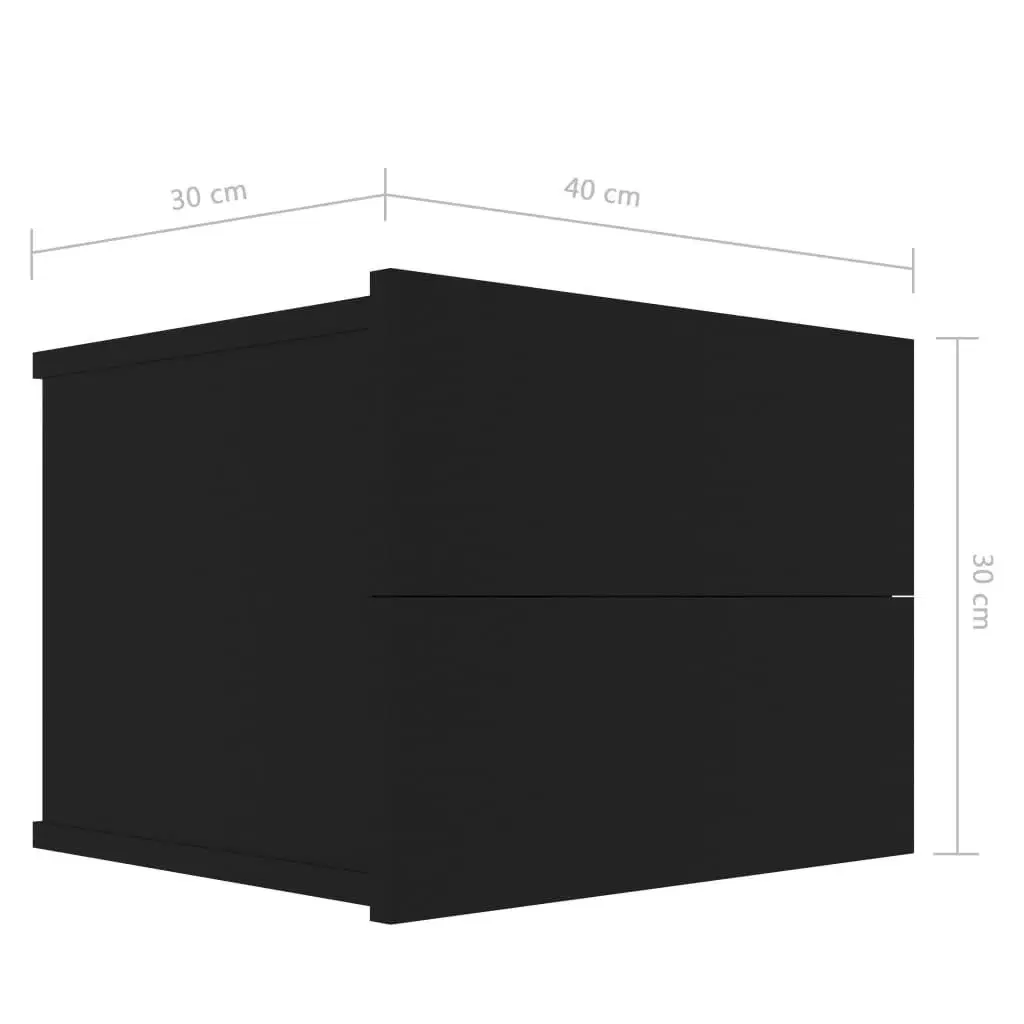 Sengeskabe 2 stk 40x30x30 cm spånplade sort