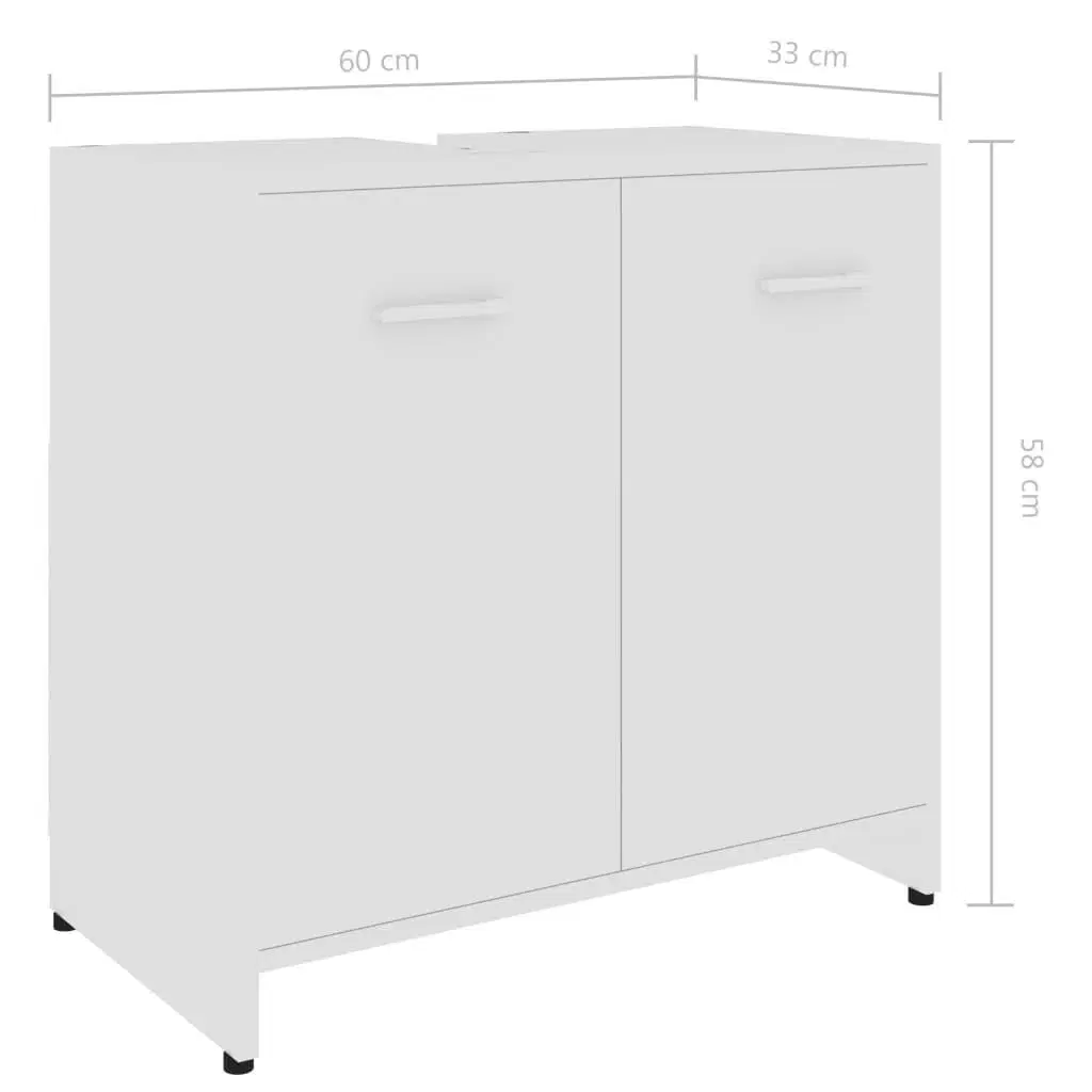 Badeværelsesskab 60x33x61 cm konstrueret træ hvid