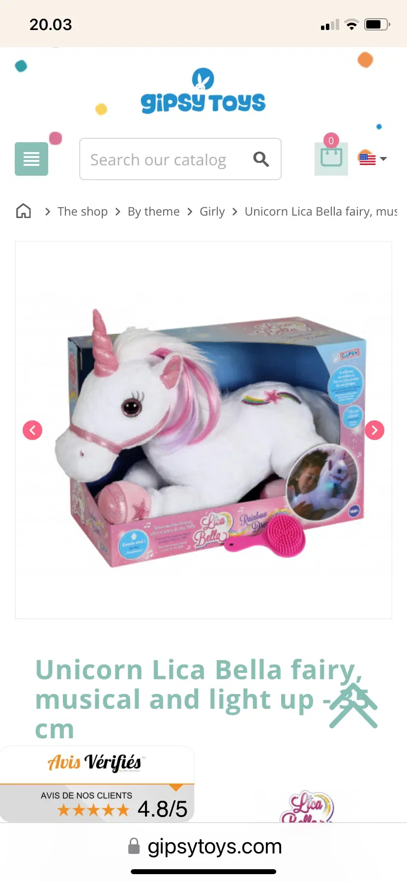 Unicorn krammedyr med lys og lyd