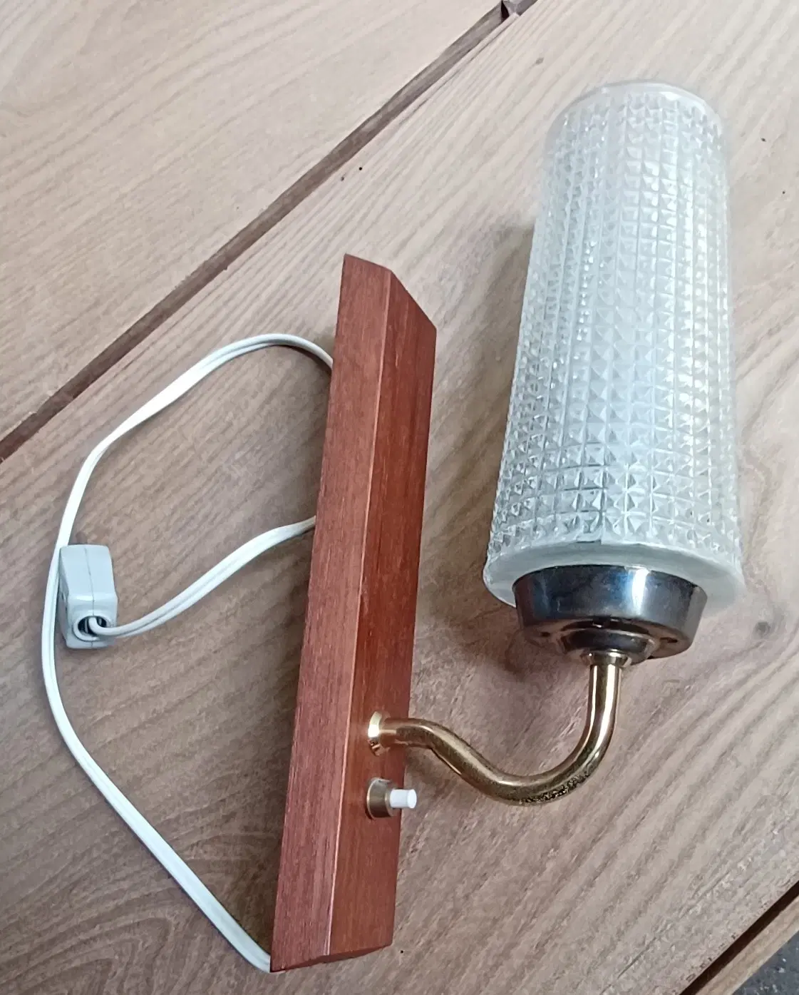 Spejl-lampe teak retro