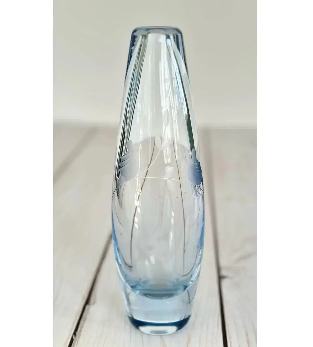 Vintage glas vase med fugle