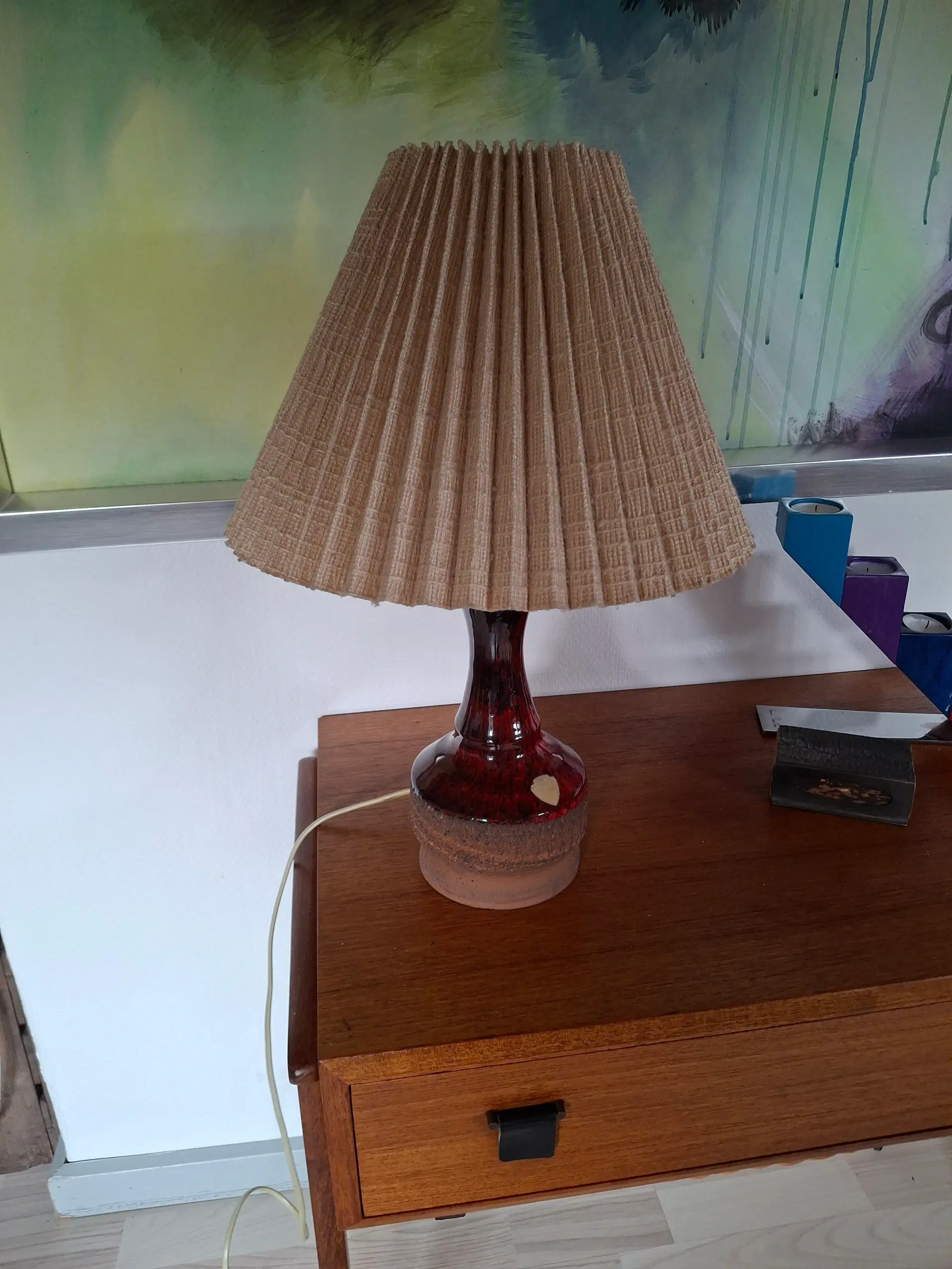 Retro keramik bordlampe lavet af Ernst faxe