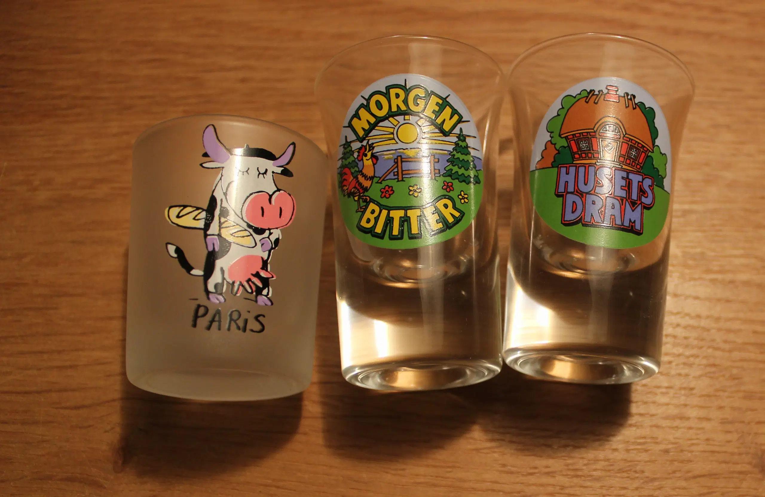 3 ubrugte snapseglas/shotglas