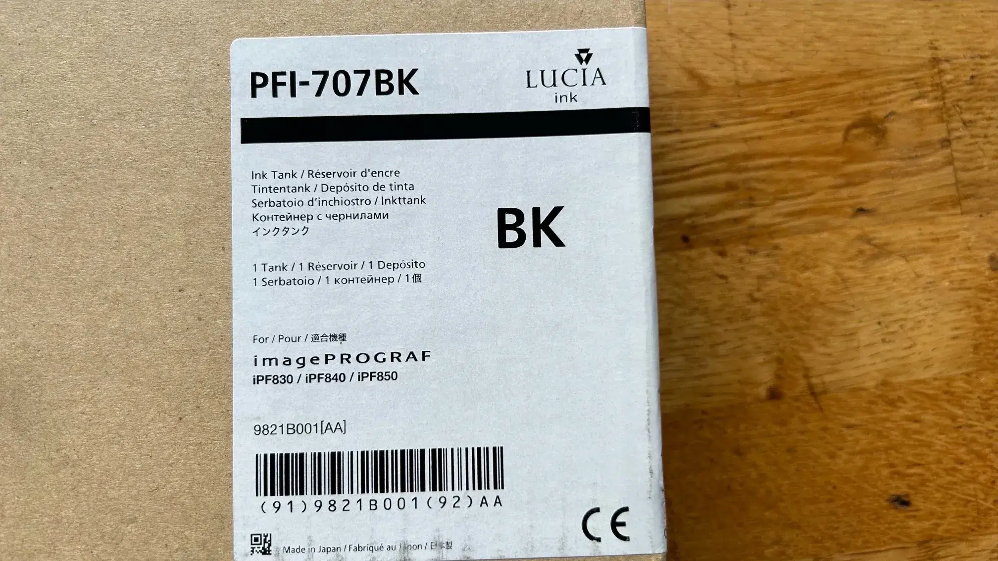 Farvetoner til Canon:     CANON PFI-707 BK Blækpat