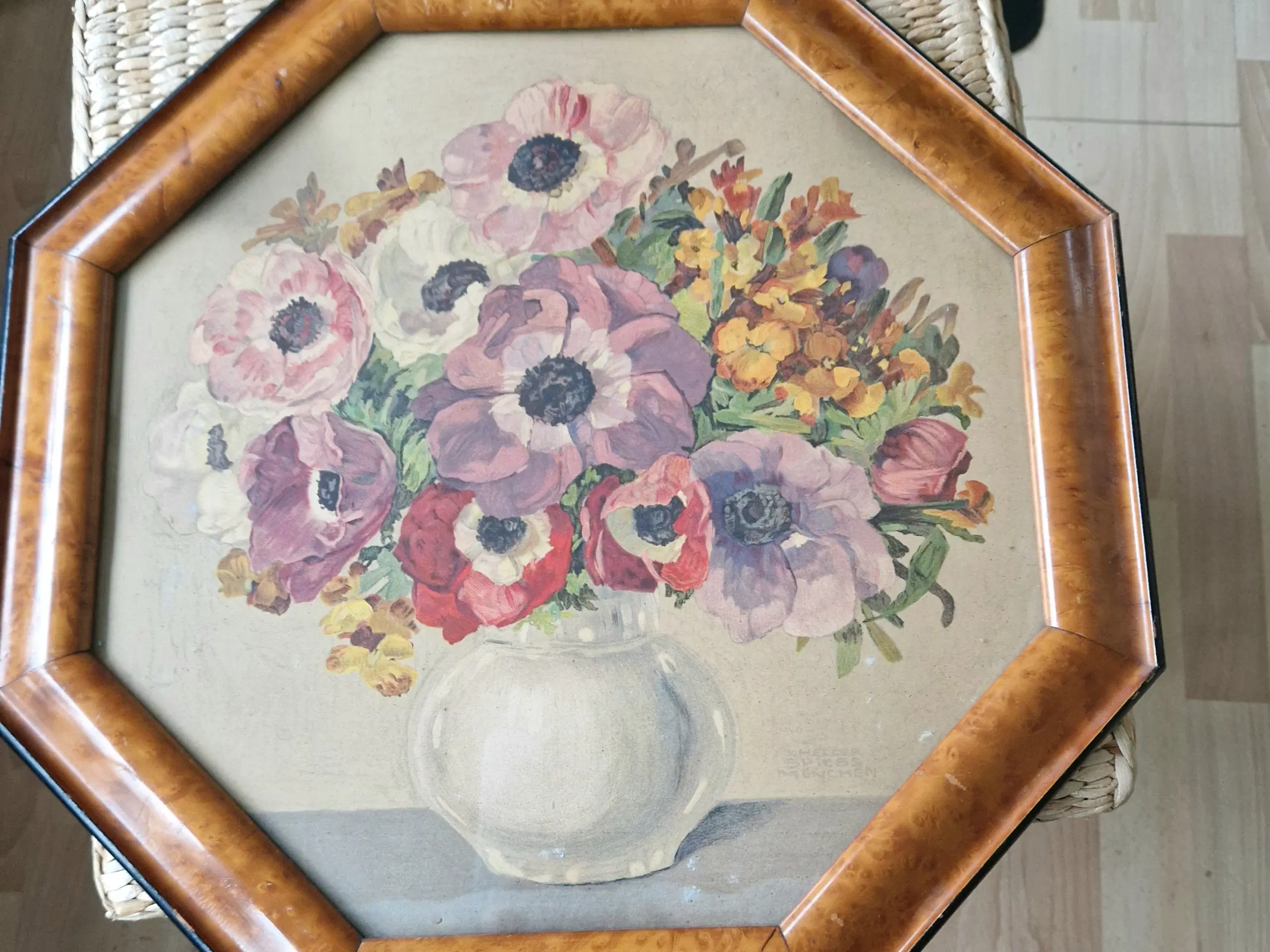 Tryk, Art Deco stilleben med blomster