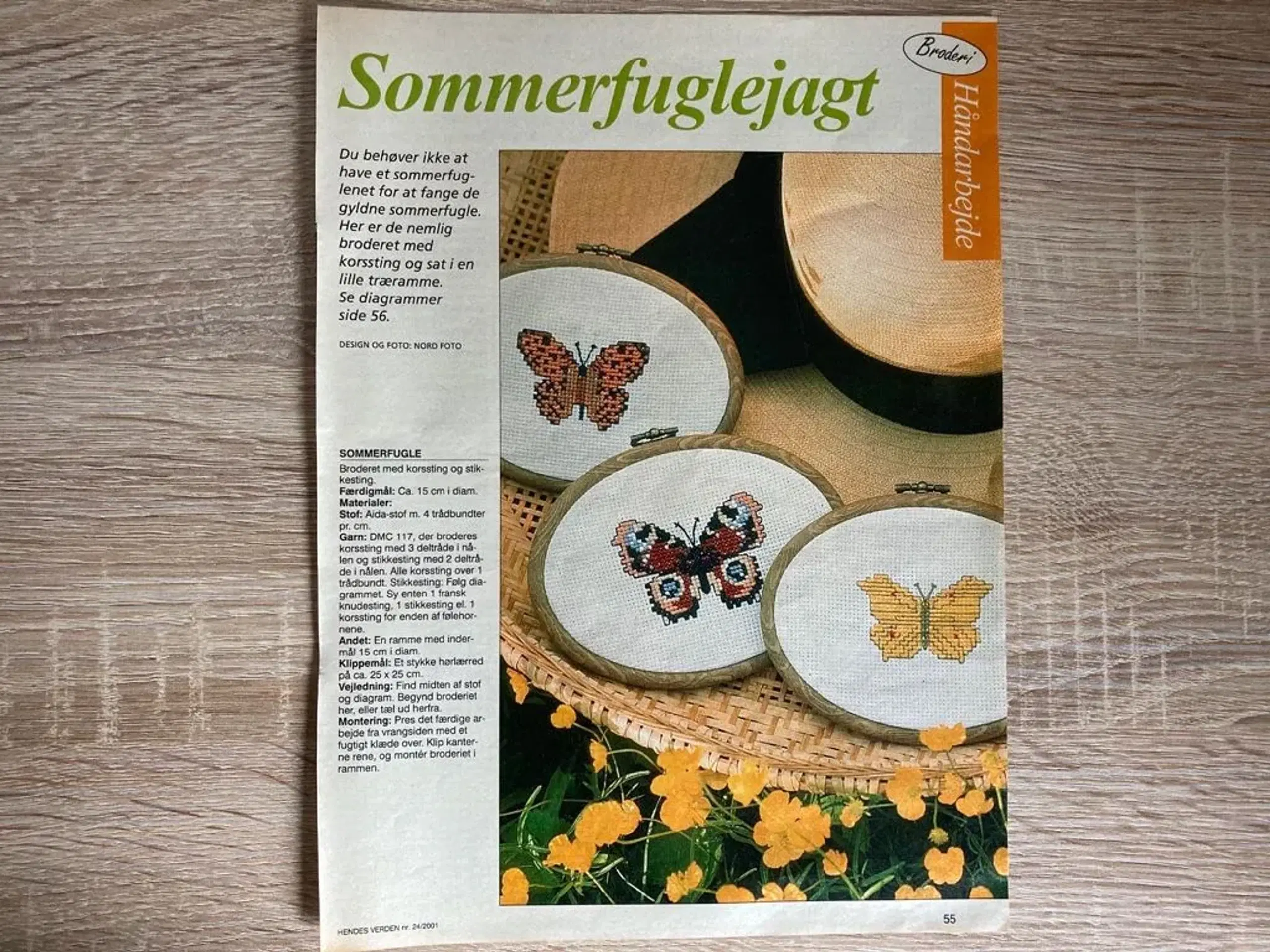 Broderimønster: Sommerfugle