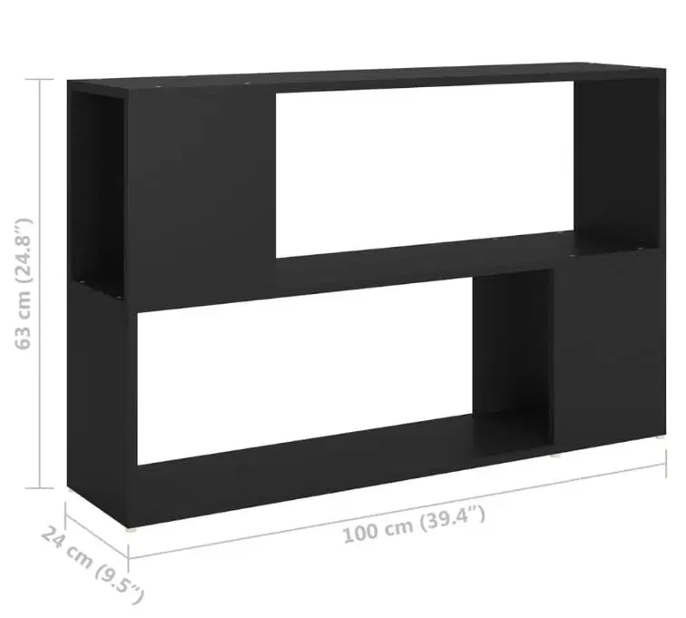 Bogreol 100x24x63 cm spånplade sort
