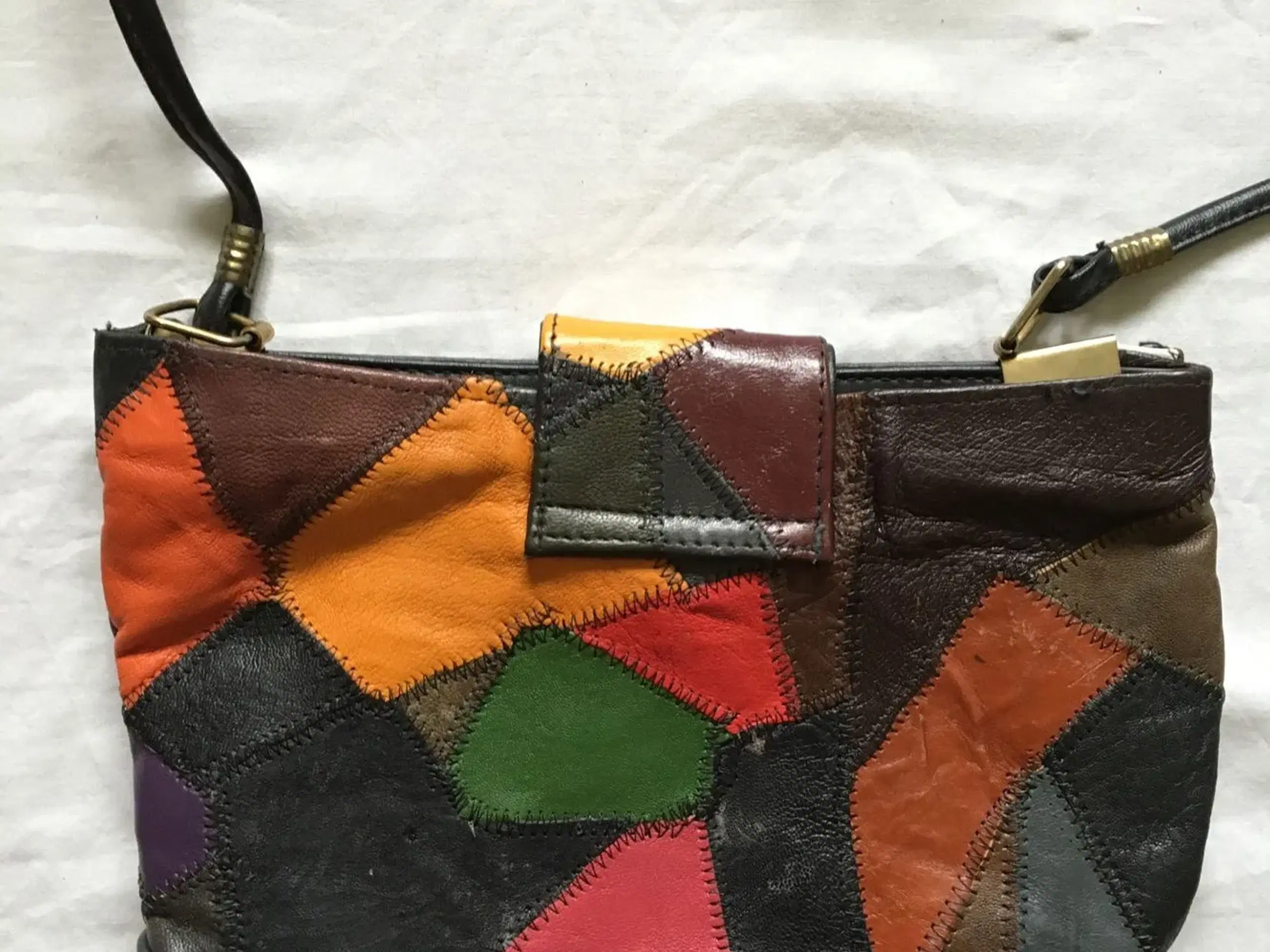 Læder patchwork taske