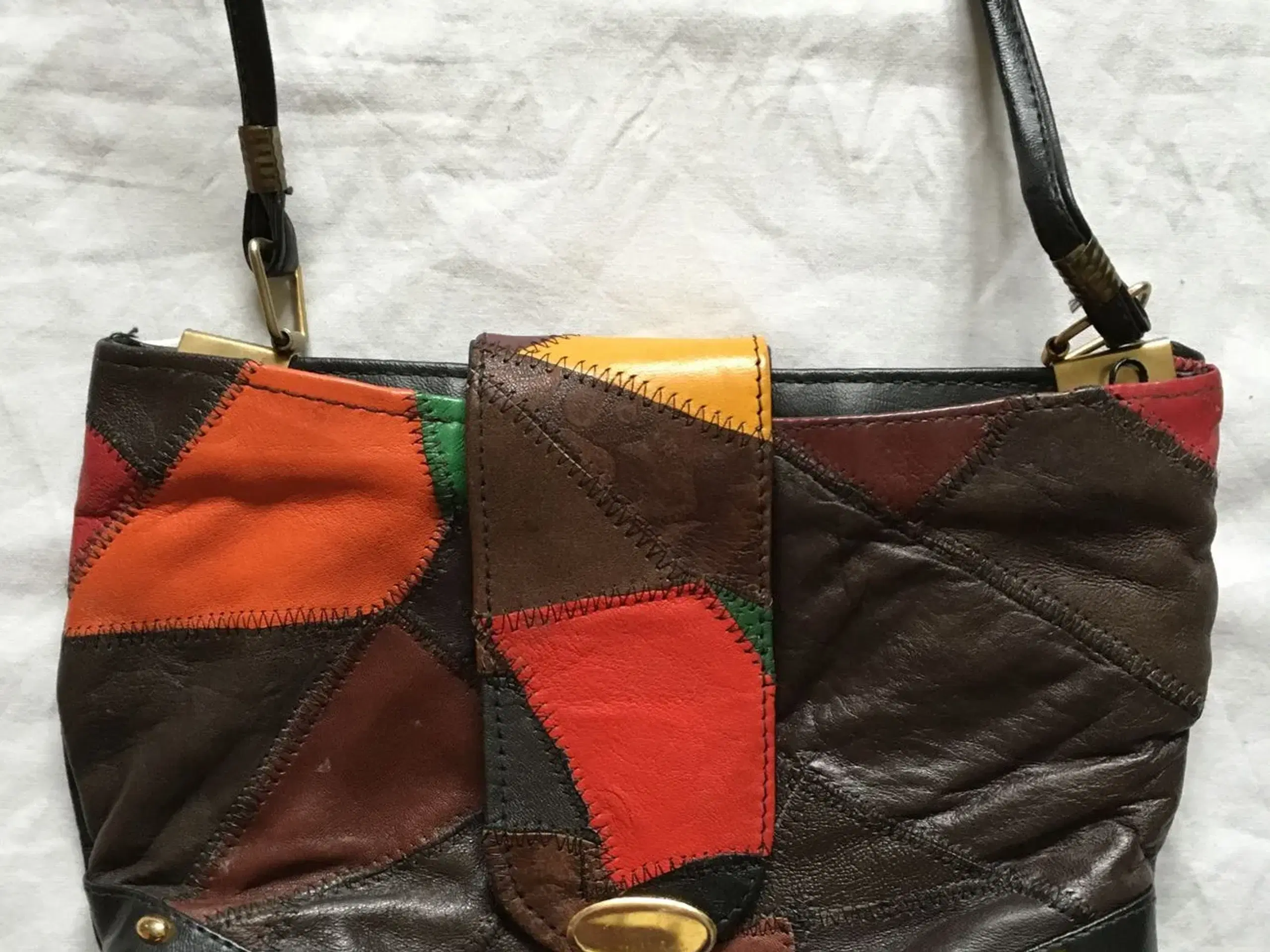 Læder patchwork taske