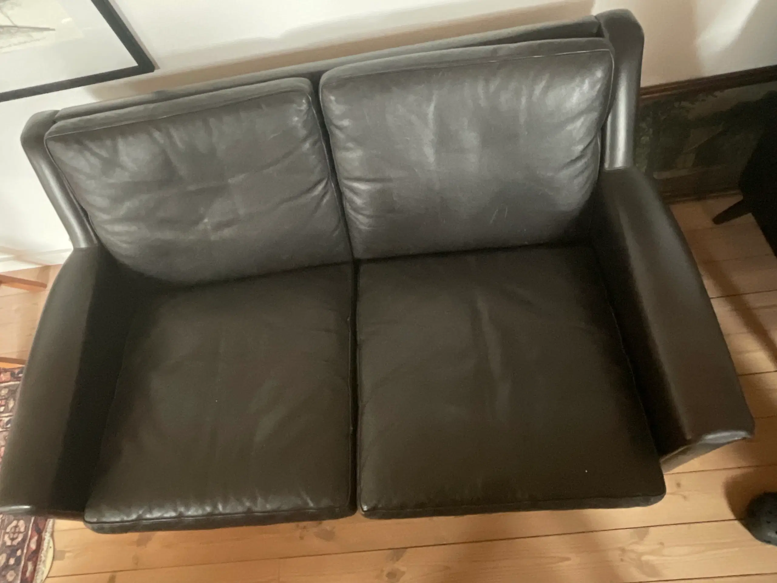 Stol og 2 personers sofa læder