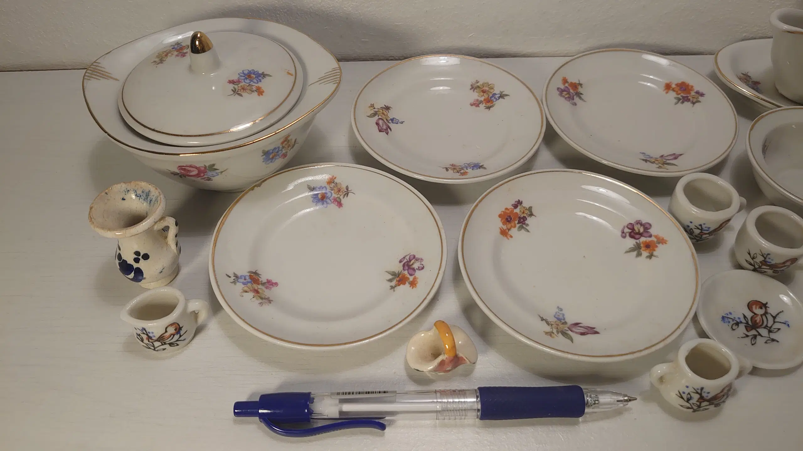 29 dele vintage dukke porcelæns stel