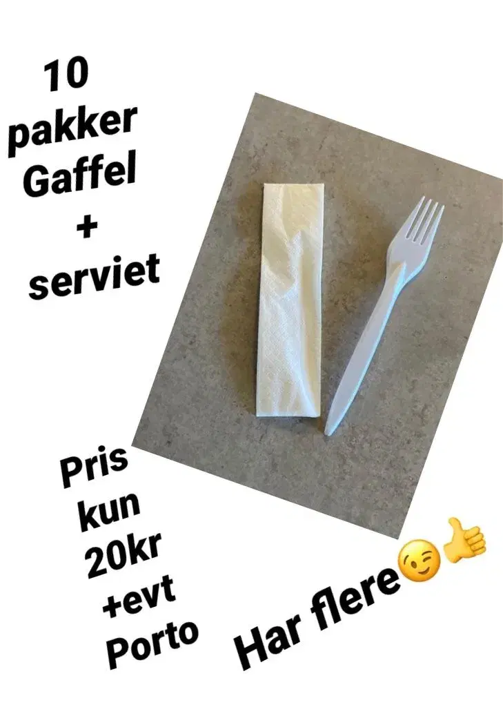 10 pakker gaffel+serviet