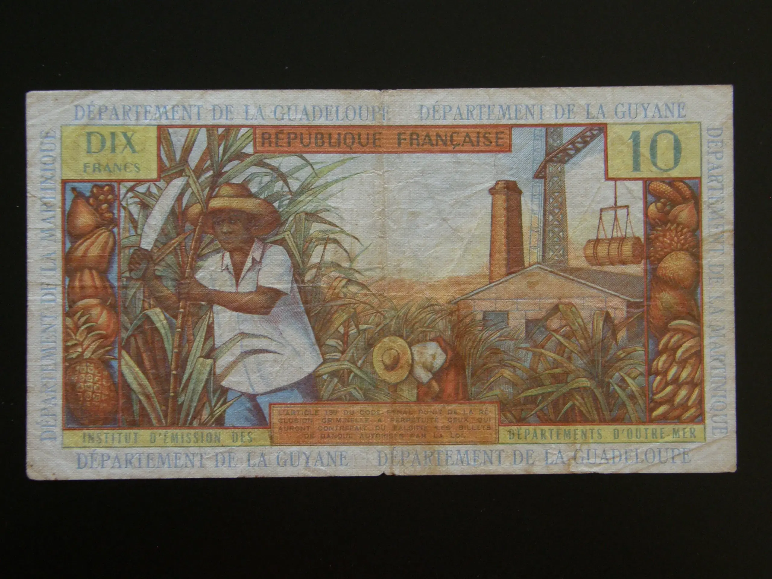 French Antilles  10 Francs  1966 - 72  P8b