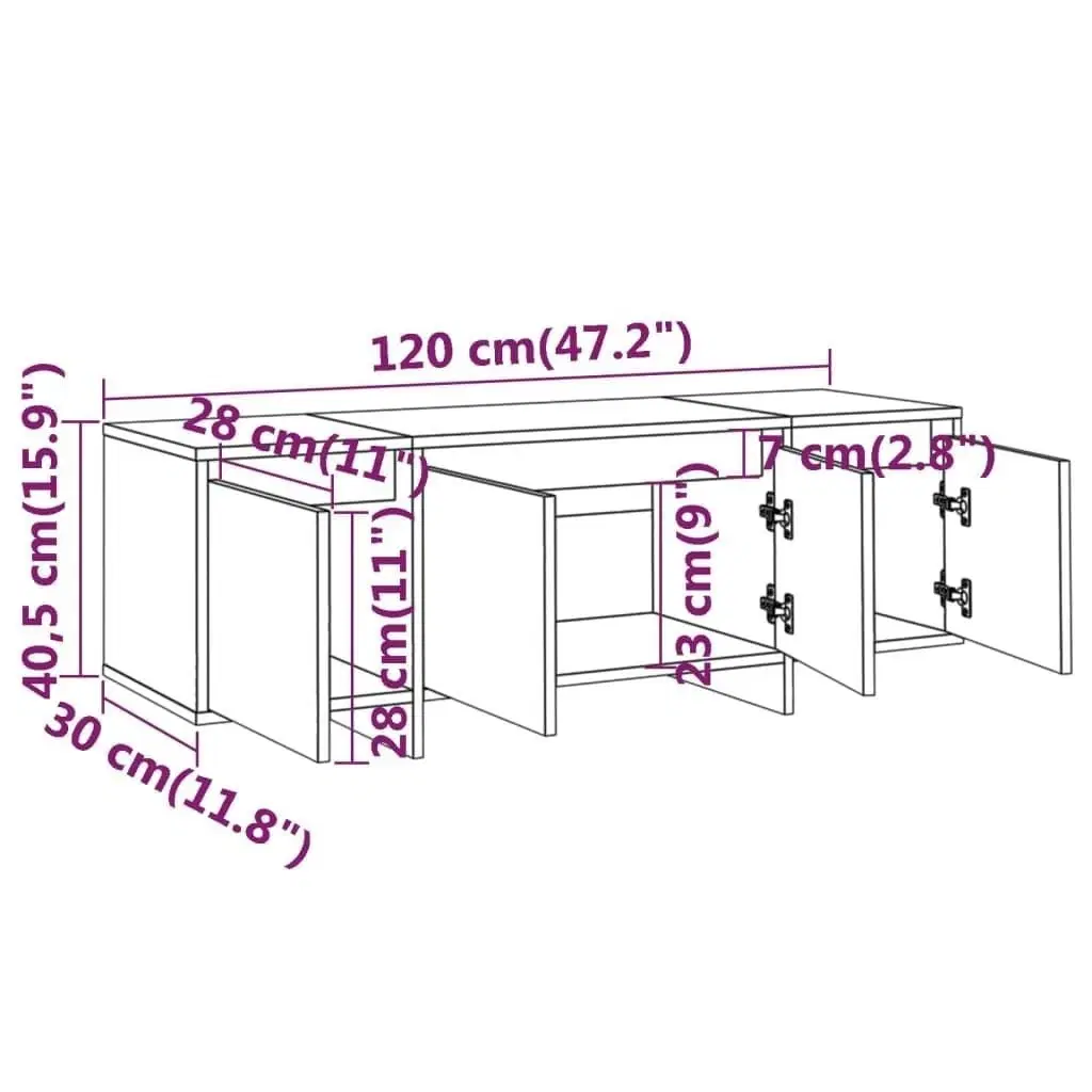 Tv-bord 120x30x405 cm spånplade sort