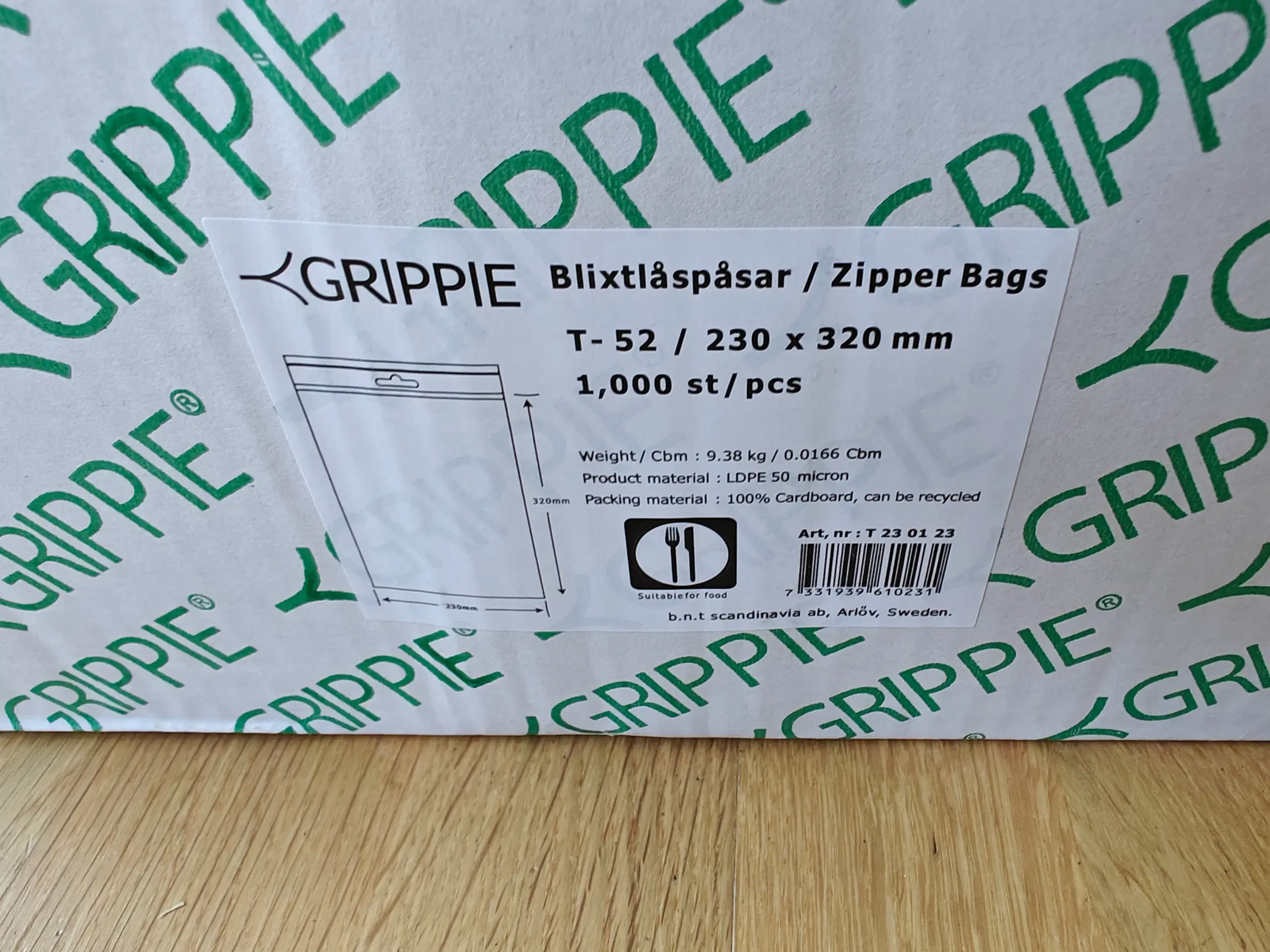 Lynlåsposer GRIPPIE T52 230x320 mm U/ skrivefelt