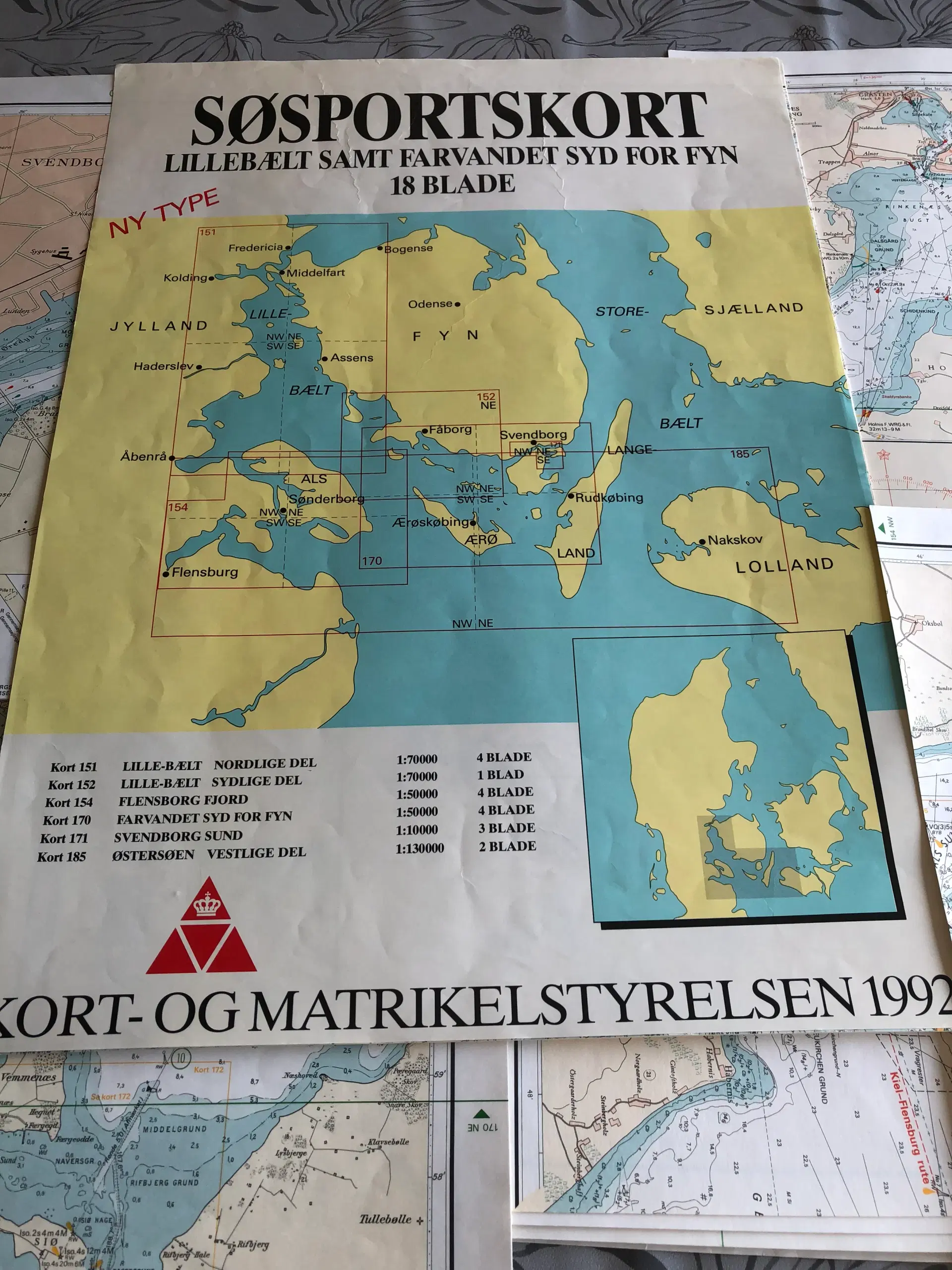 SØSPORTSKORT lillebælt + farvandet syd for Fyn