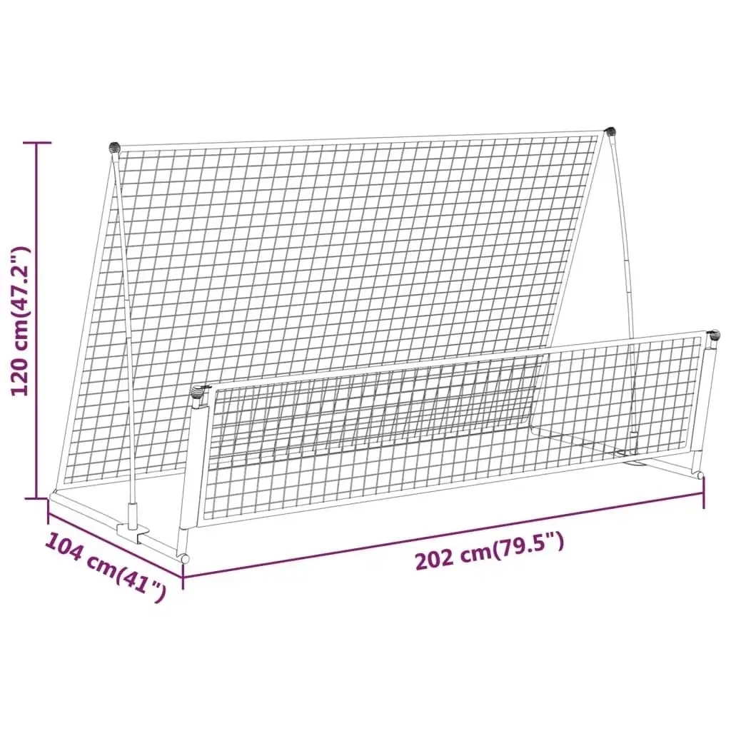 2-i-1 fodbold-rebounder 202x104x120 cm stål