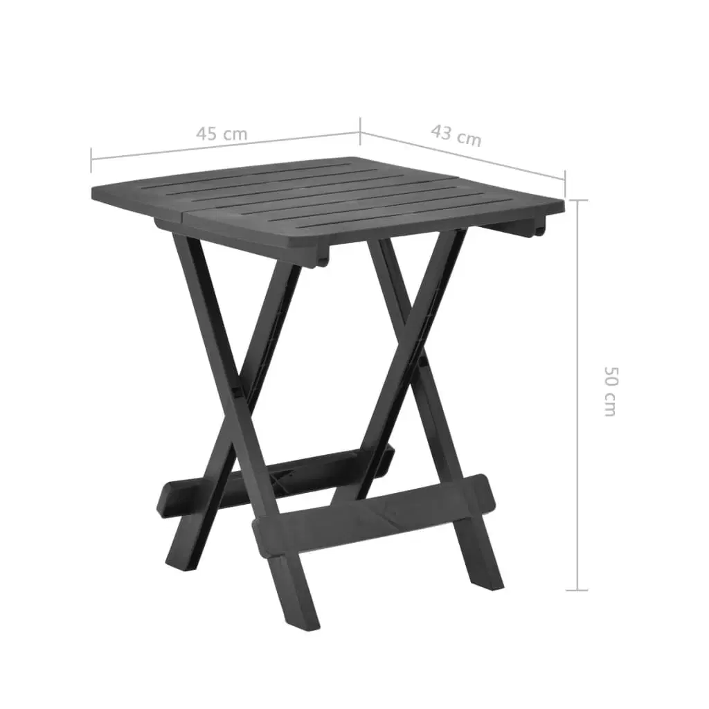 Foldbart havebord 45x43x50 cm plastik antracitgrå