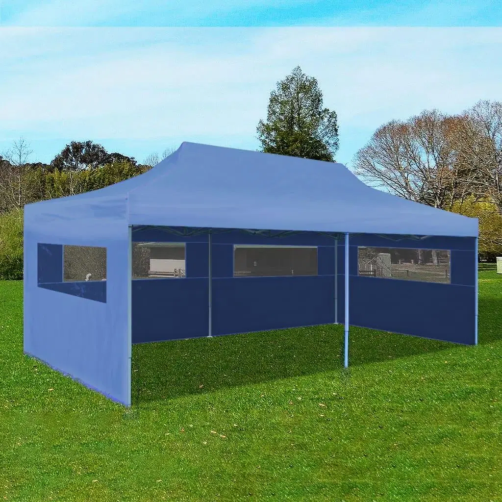 Foldbart pop-up-festtelt 3 x 6 m blå