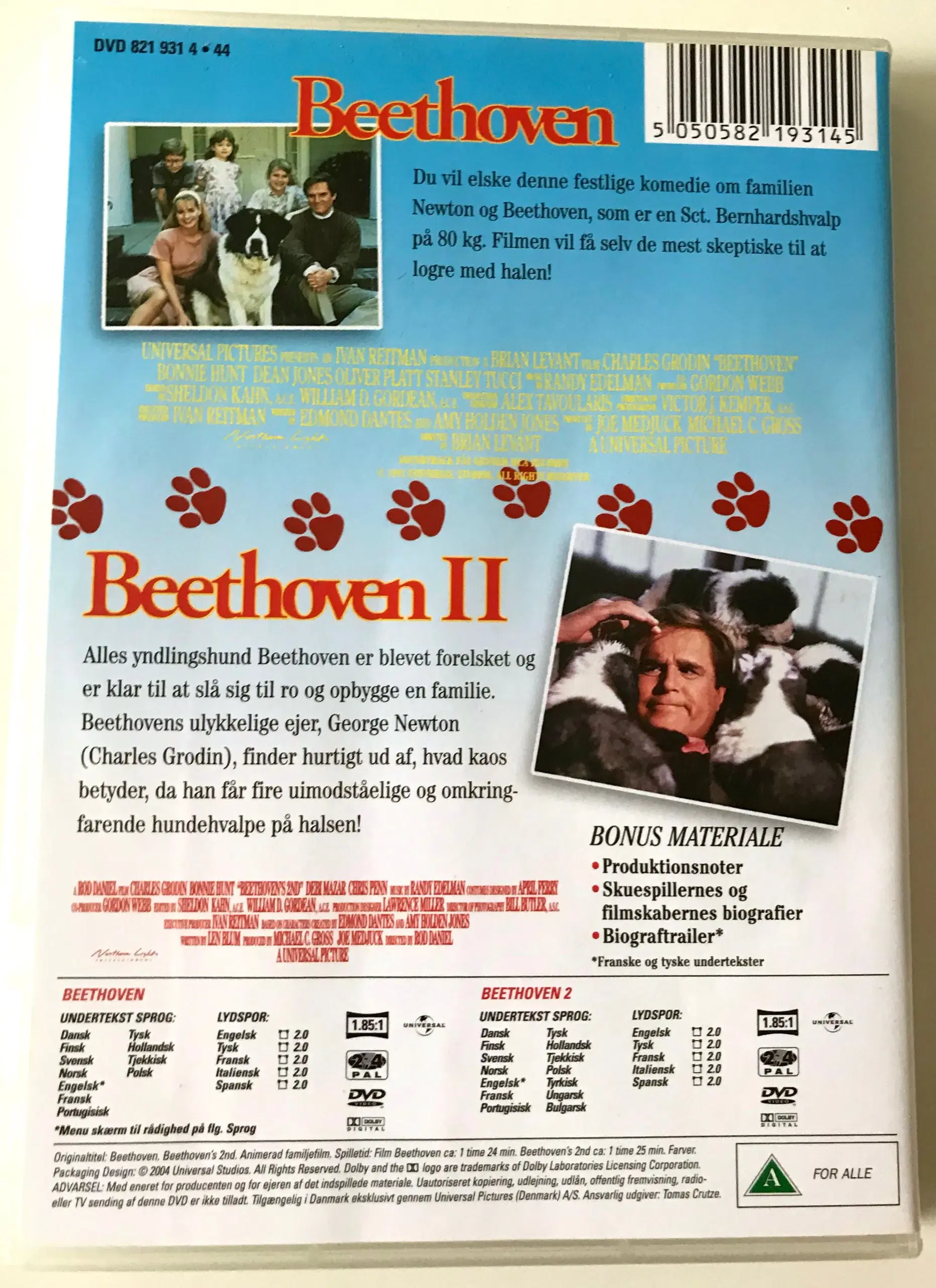 DVD: BEETHOVEN: HUNDE børnefilm! 2 dvd