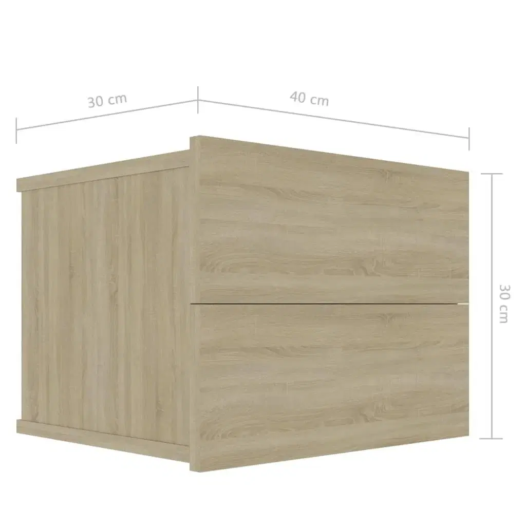 Sengeskabe 2 stk 40x30x30 cm spånplade sonoma-eg