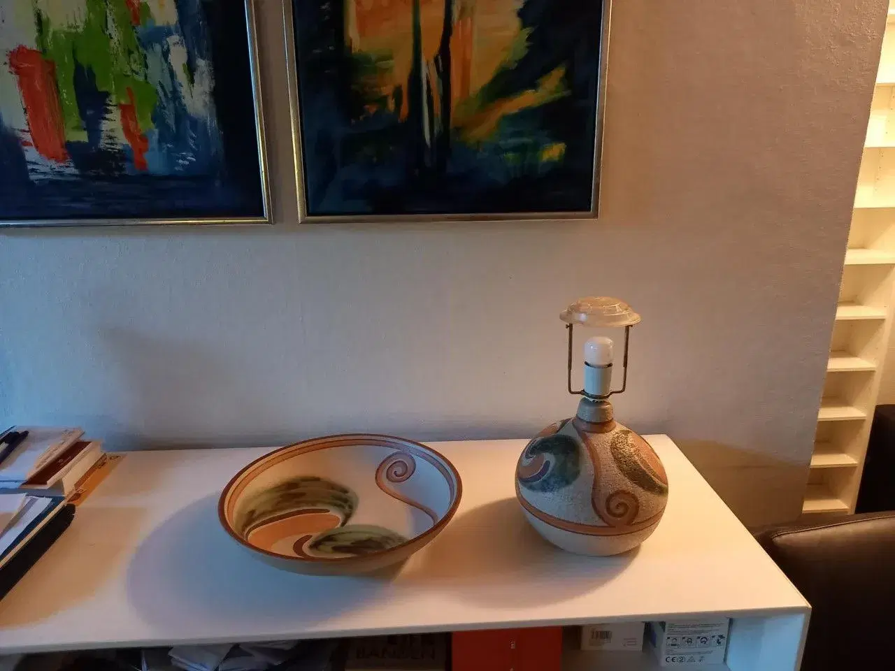 Søholm lampe og fad keramik / stentøj