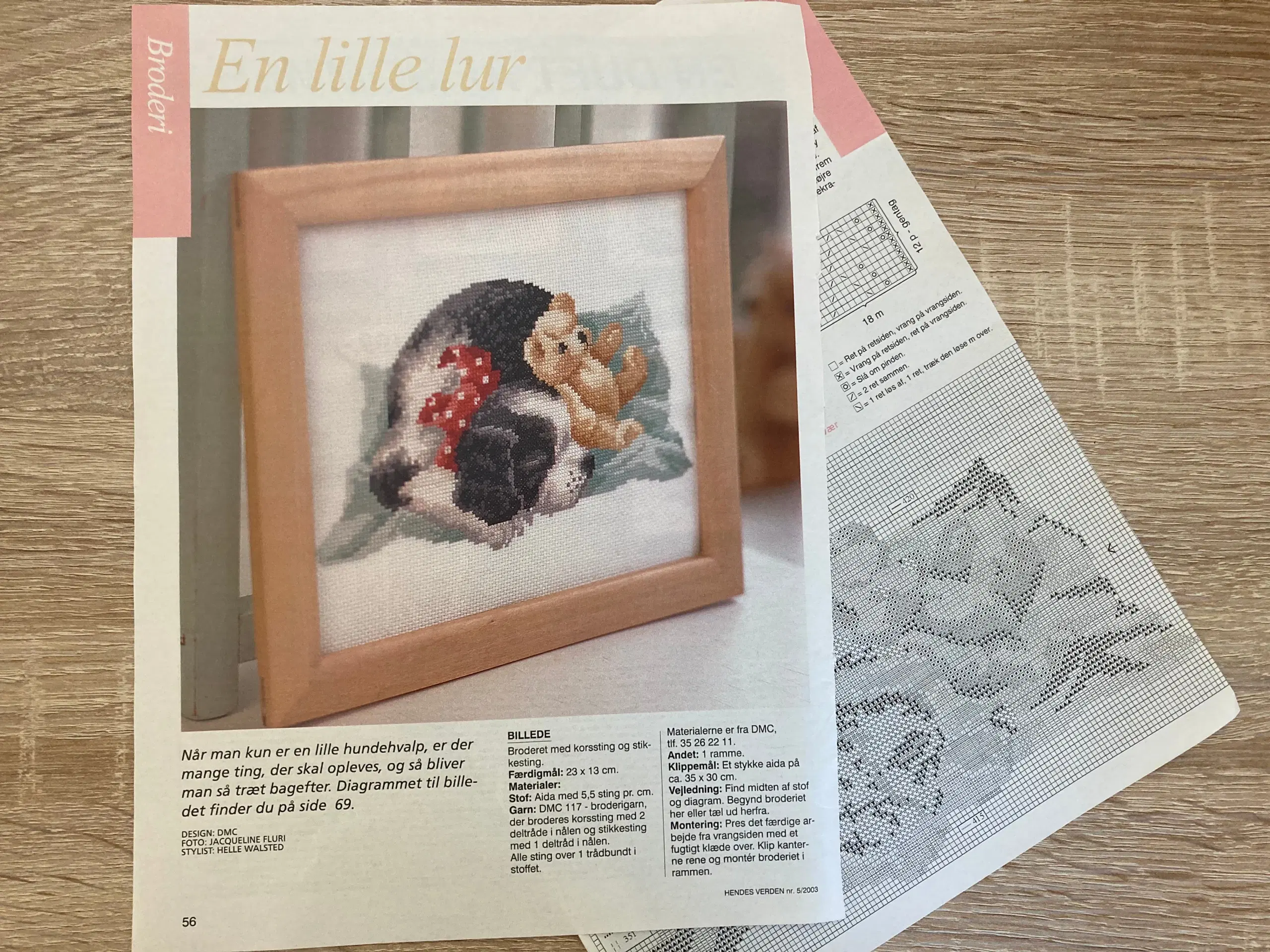 Broderimønster: Hundehvalp med bamse