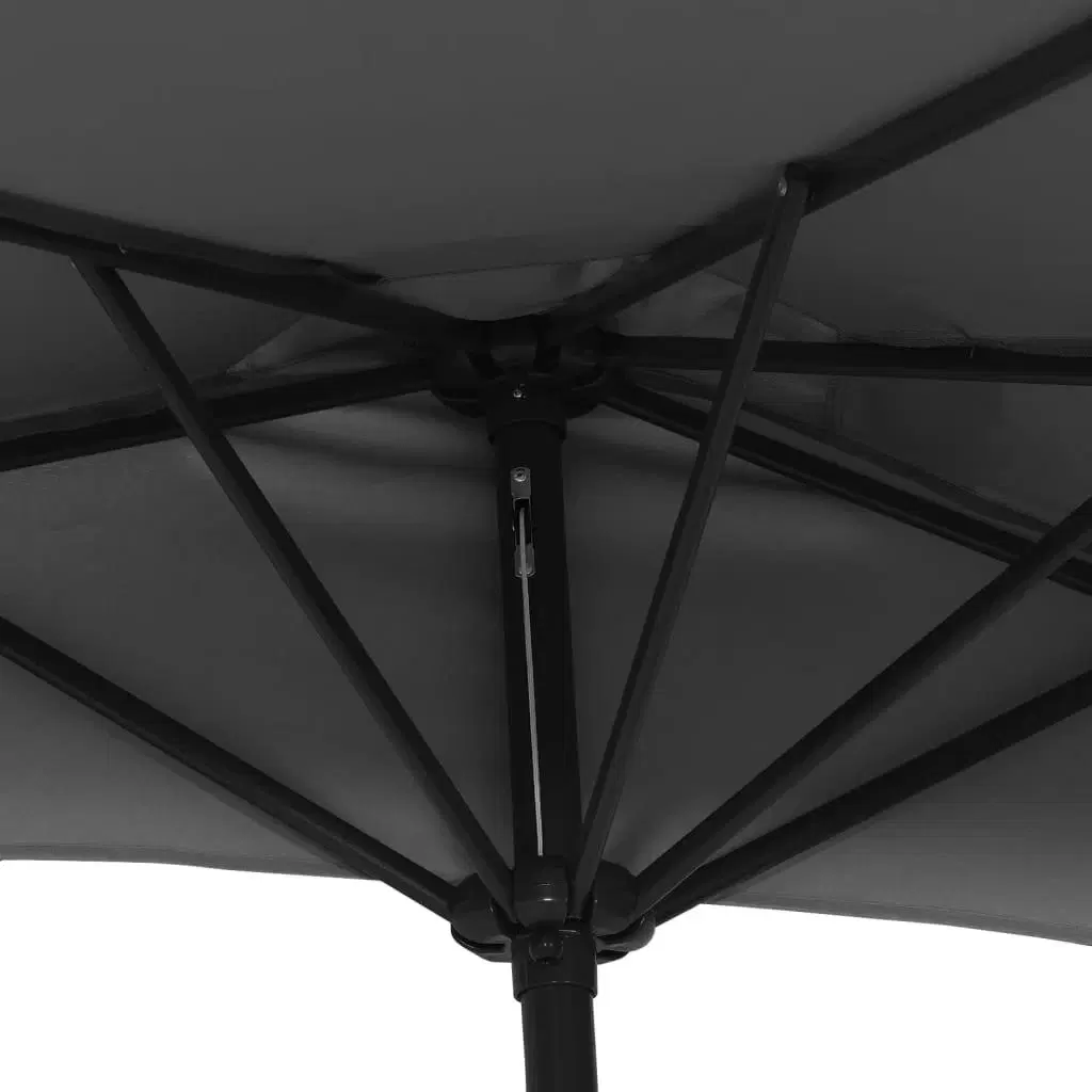 Balkonparasol med aluminumsstang antracitgrå 300 x 155 cm halv