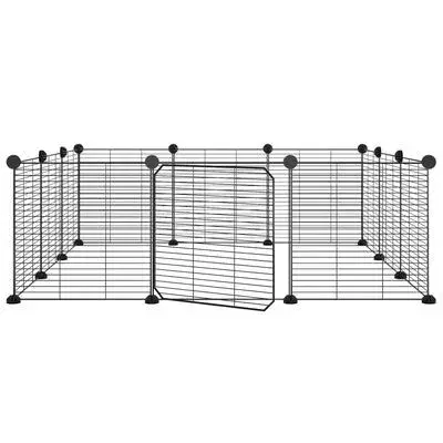 vidaXL pet enclosure with gate steel black