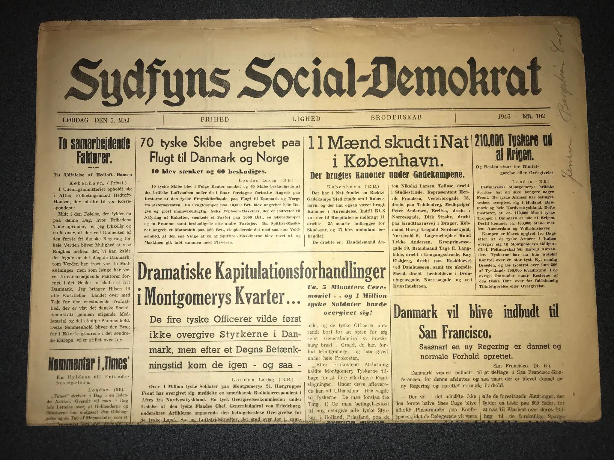 5 maj 1945 - Sydfyns Social-Demokrat