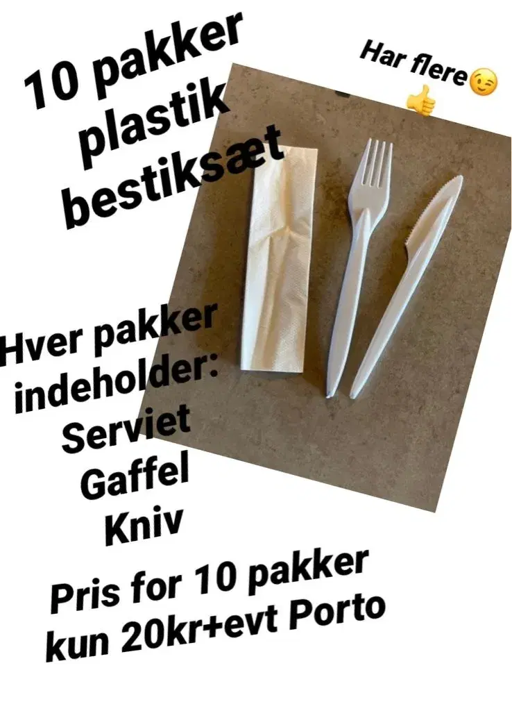 10 pakker plastik bestik