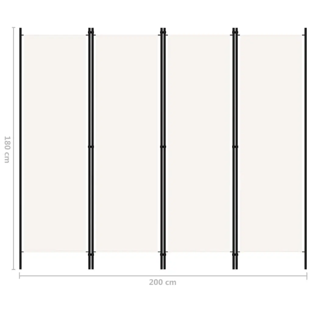 4-panels rumdeler 200x180 cm cremefarvet