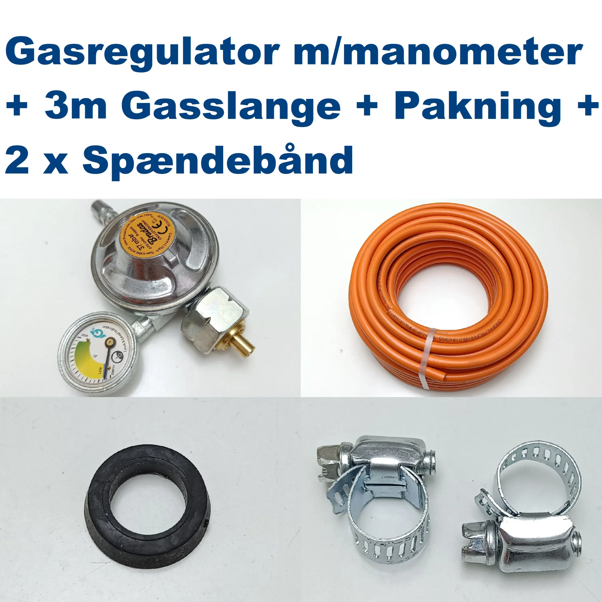 NY! Gasregulator + Manometer + 3m Gasslange