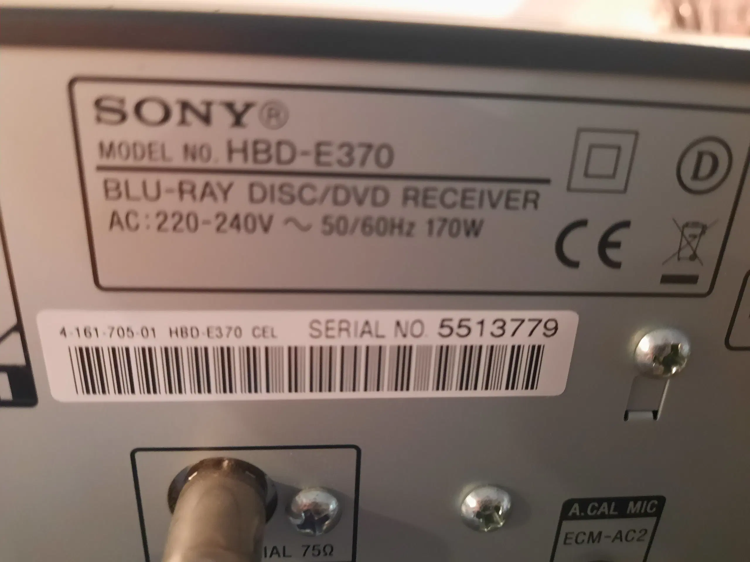 Sony HBD-E370 Blu-Ray Disc DVD-modtager