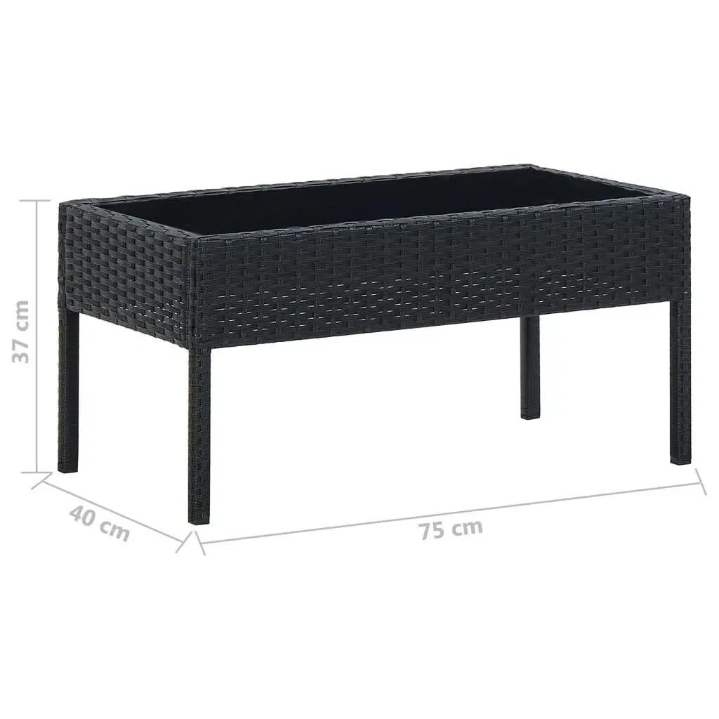 Havebord 75x40x37 cm polyrattan sort