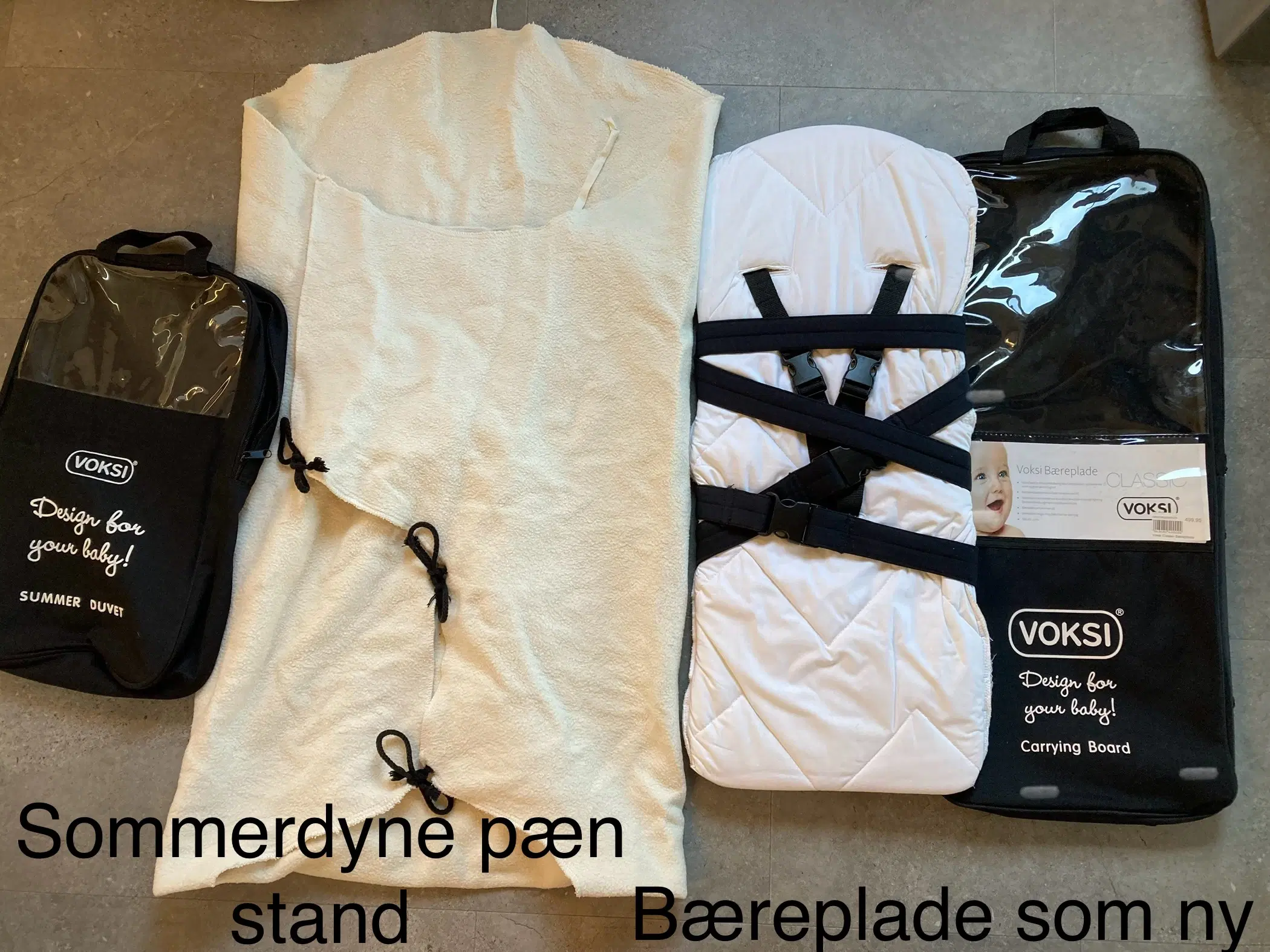 Voksi bæreplade + sommerdyne 250 kr pr stk