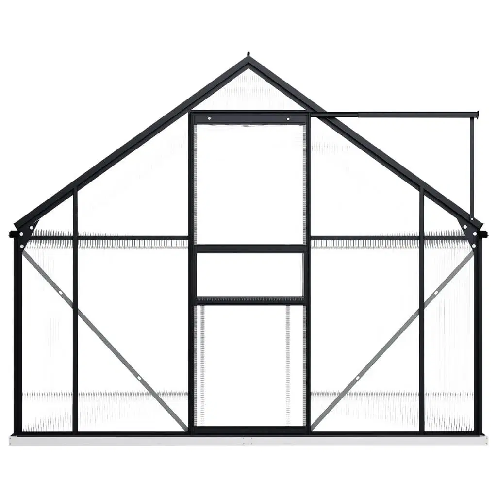 Drivhus med fundamentramme 33 m² aluminium antracitgrå