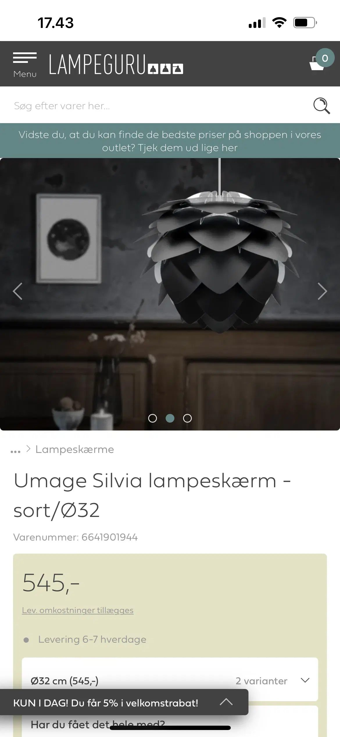 UMAGE Silvia pendel Ø32 sort