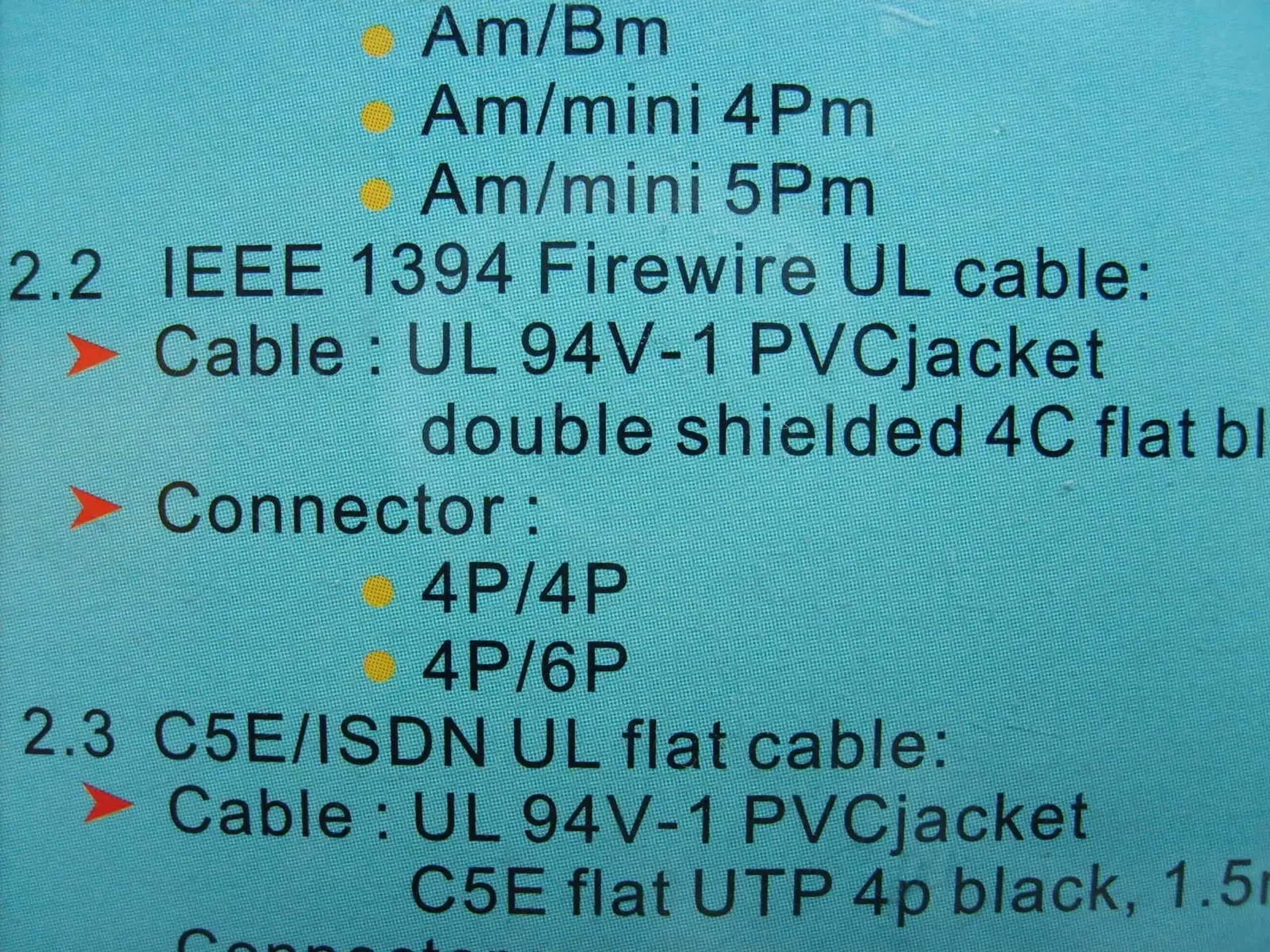 IEEE1394 kabel med Type 2 Connector 4-P