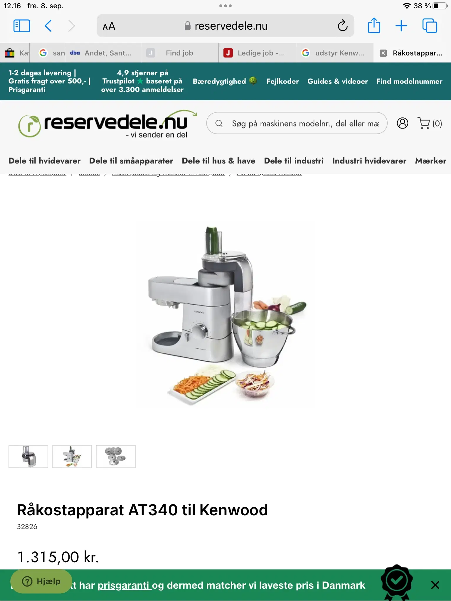 Råkostudstyr til Kenwood køkkenmaskine