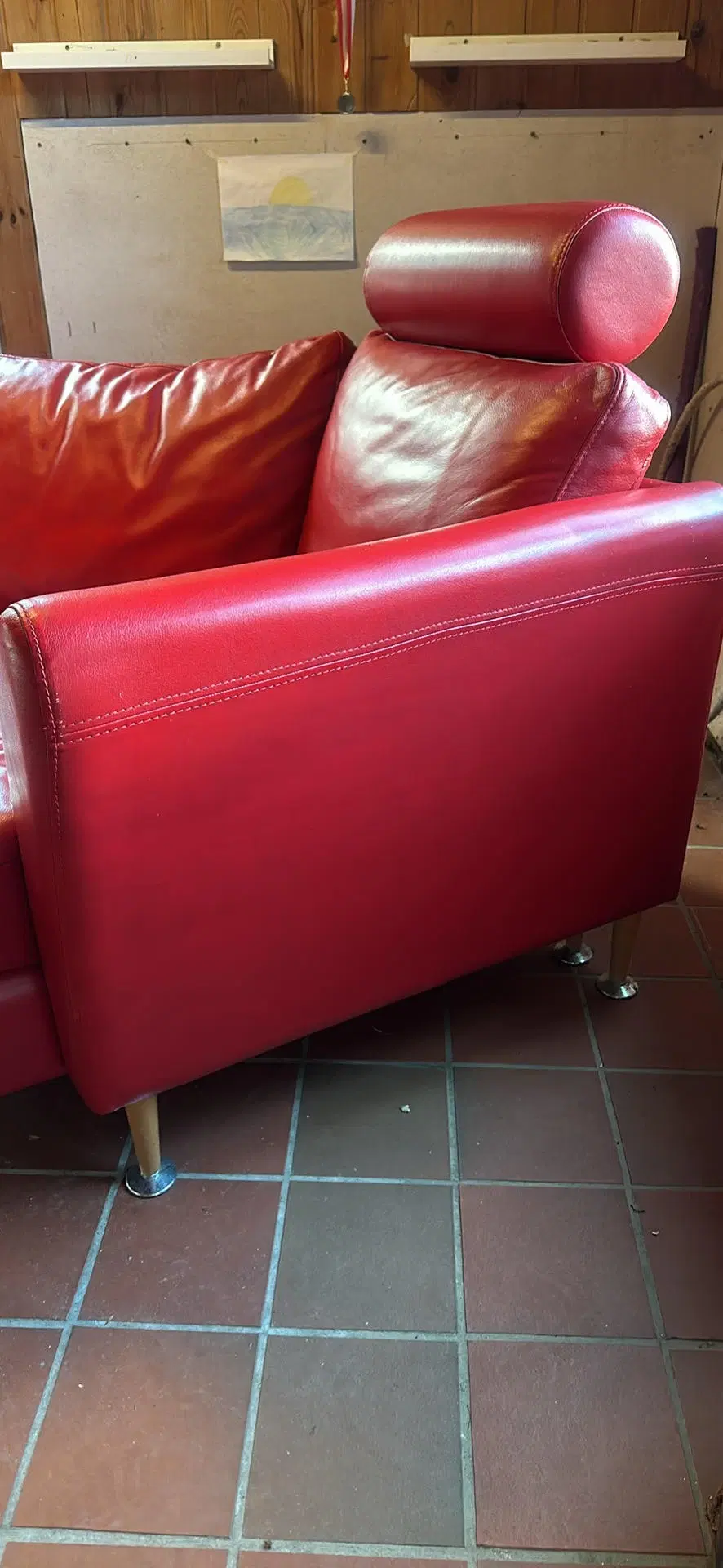 Rød lædersofa