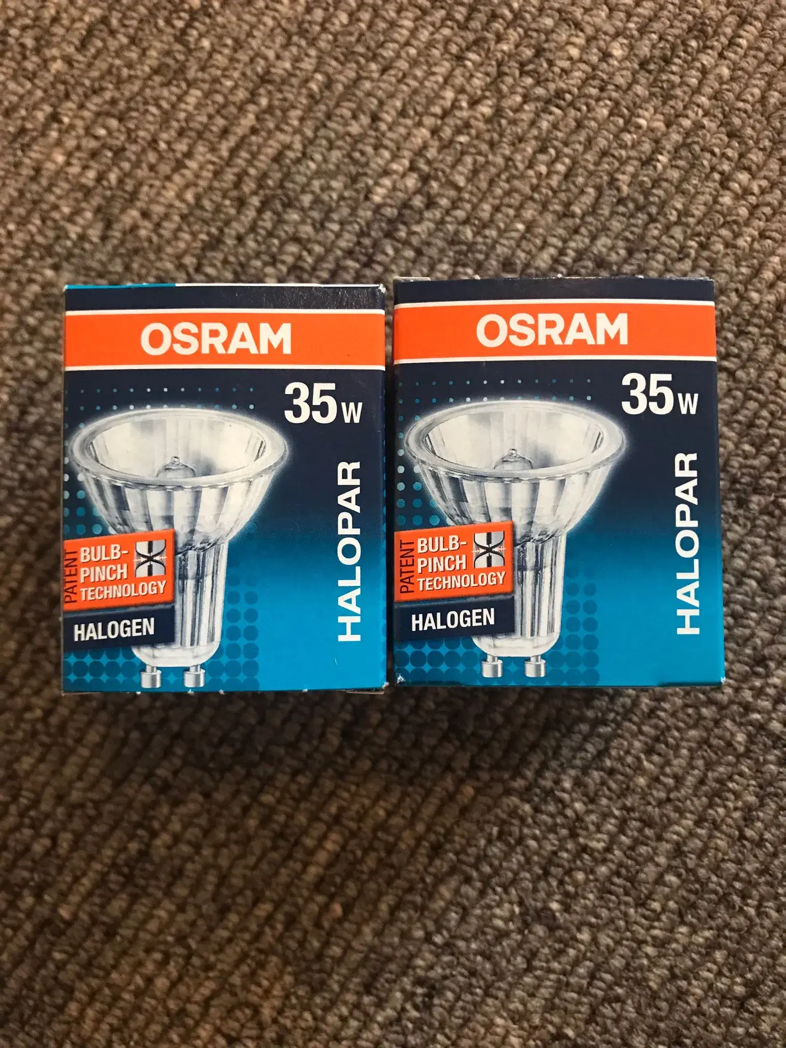 2 halogen pærer fra Osram