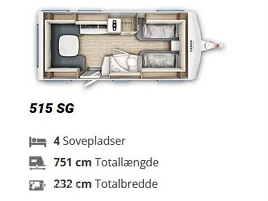 2023 - Fendt Tendenza 515 SG   Kvalitets vogn - enkeltsenge med lameludtræk