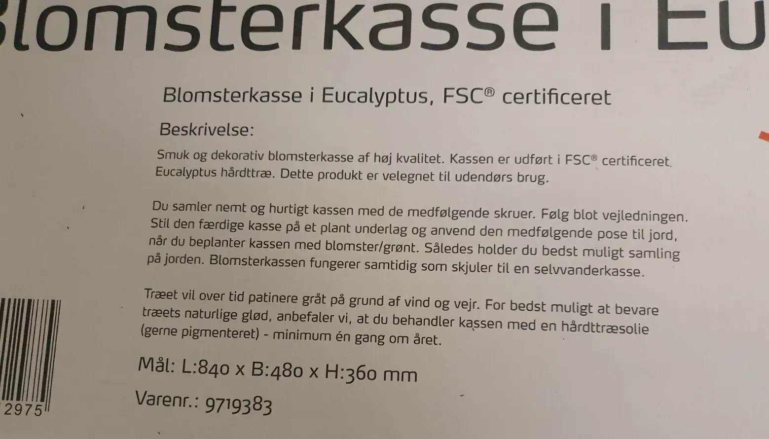 Blomsterkasser i Eucalyptus hårdtræ