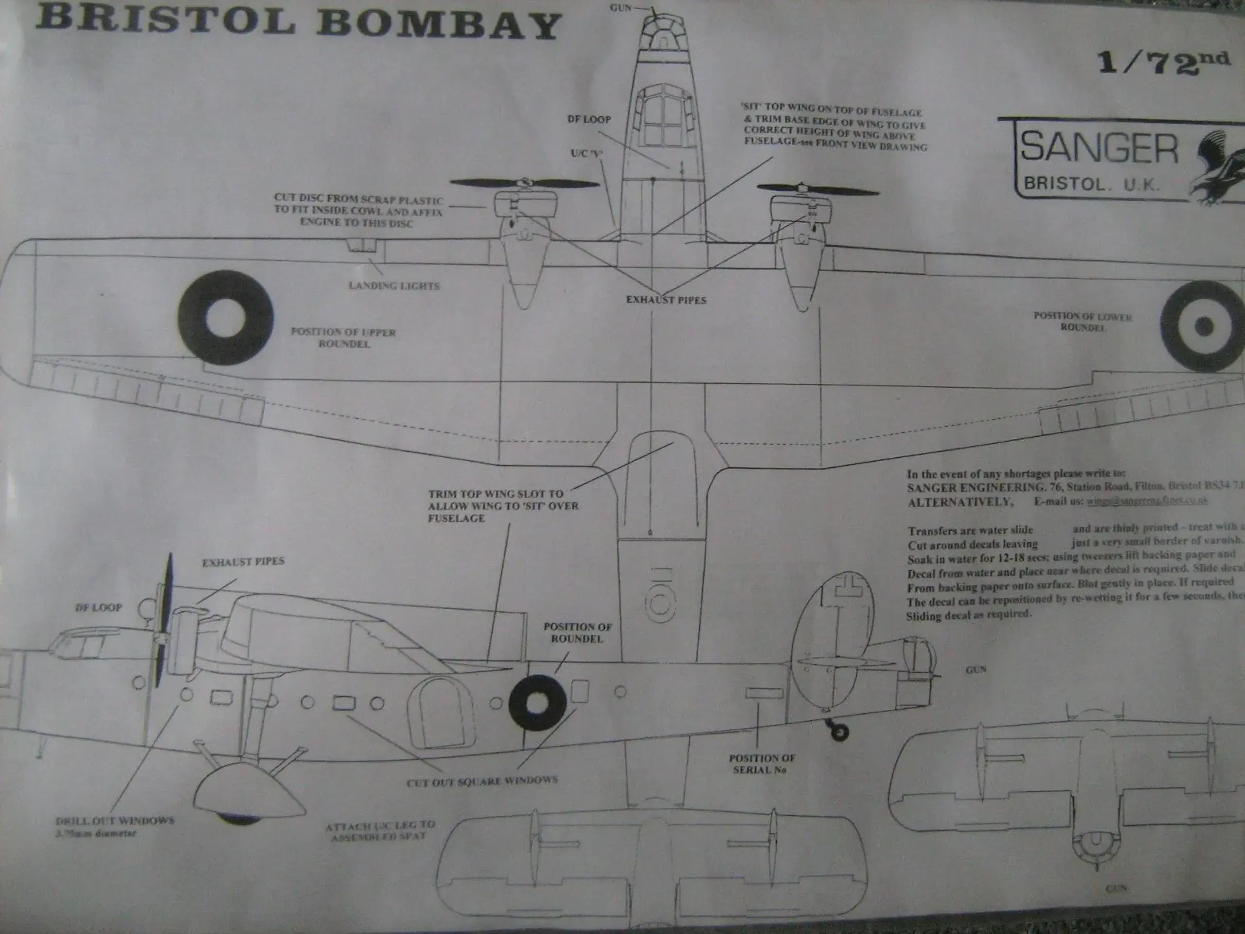 Sanger Bristol Bombay byggesæt  1/72