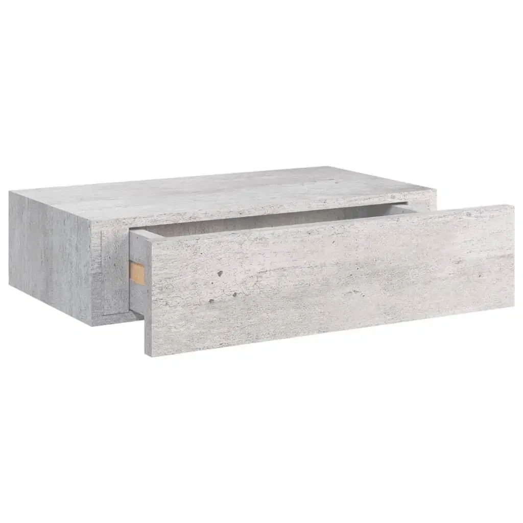 Hylder med skuffe 2 stk 40x235x10 cm MDF betongrå